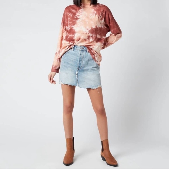 Free People Tops - We The Free Free People Be Free Tie Dye Tee Long Sleeve Crew Neck Red/Cabernet